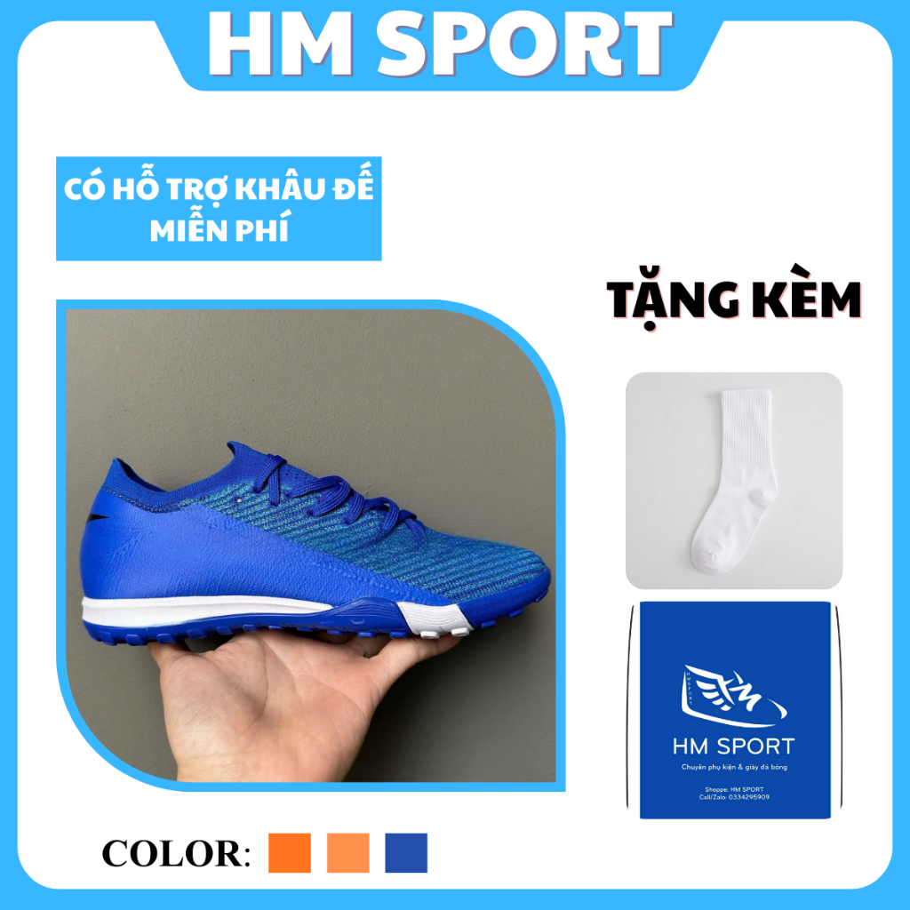 Giày Đá Bóng 16 Elite HM SPORT Đế Đinh TF Bám Sân Tặng Kèm Tất Và Túi Rút.