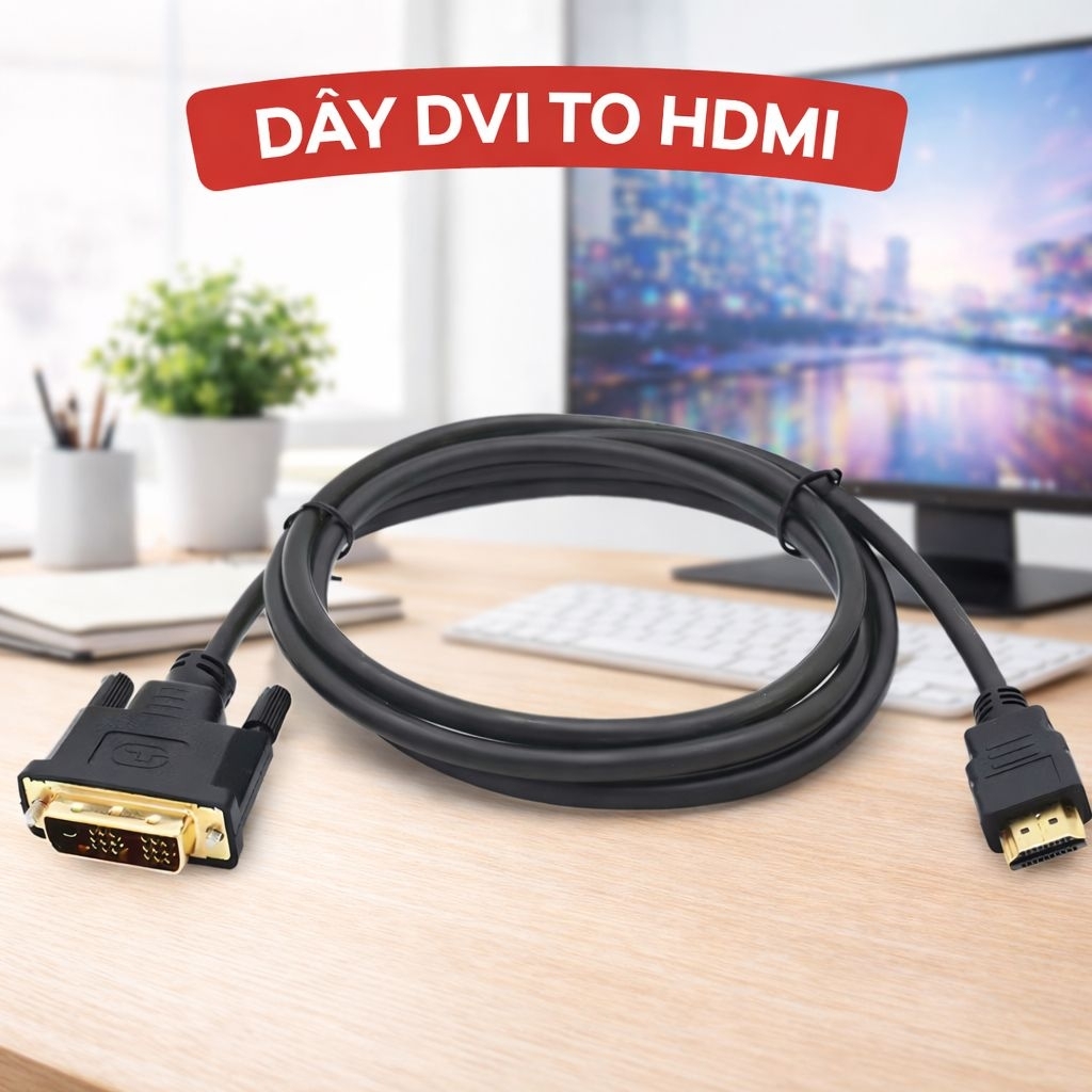 Cáp Chuyển Tín Hiệu Hdmi To Dvi ,Cáp chuyển DVI TO HDMI, Dây Chuyển Hdmi Sang Dvi 1.5M loại xịn