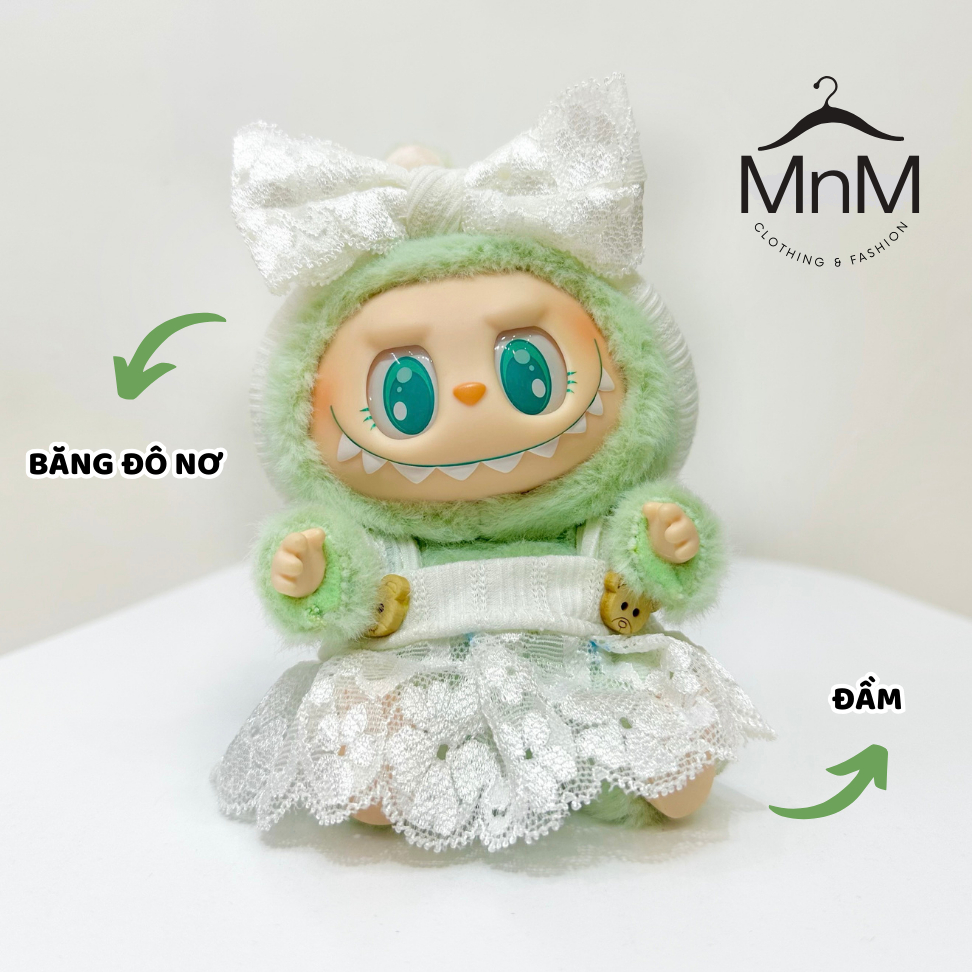 [Hỏa tốc HCM] - Set đồ Labubu Ver2 MnM Đầm và Băng đô Labubu Have a seat V2