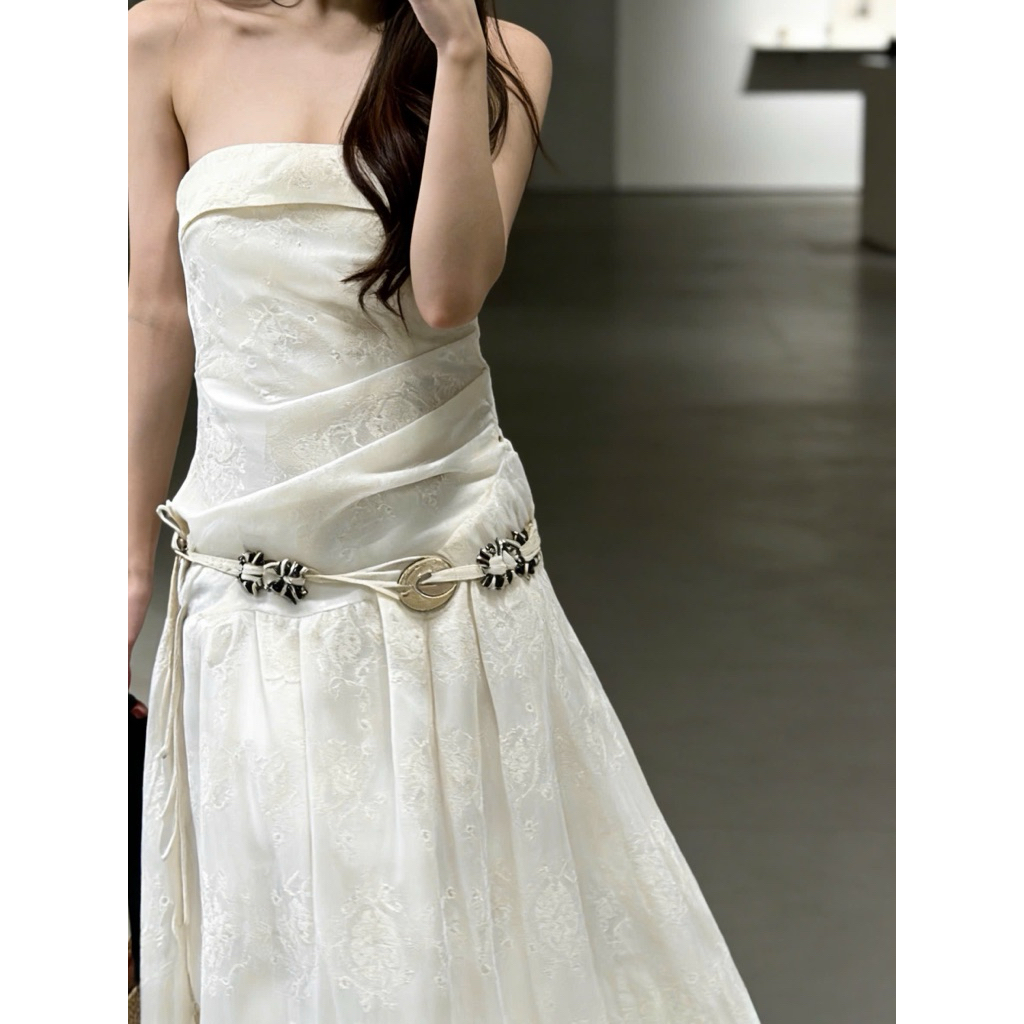 Váy ren dáng dài lót lụa kèm đai Dress VD25 Jeace studio Byjolievn