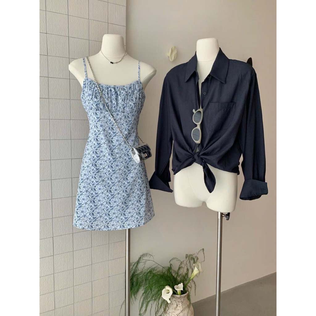 Set váy hai dây kèm áo sơ mi hè 2026 phong cách Hàn Quốc xinh Jeace Studio SET47