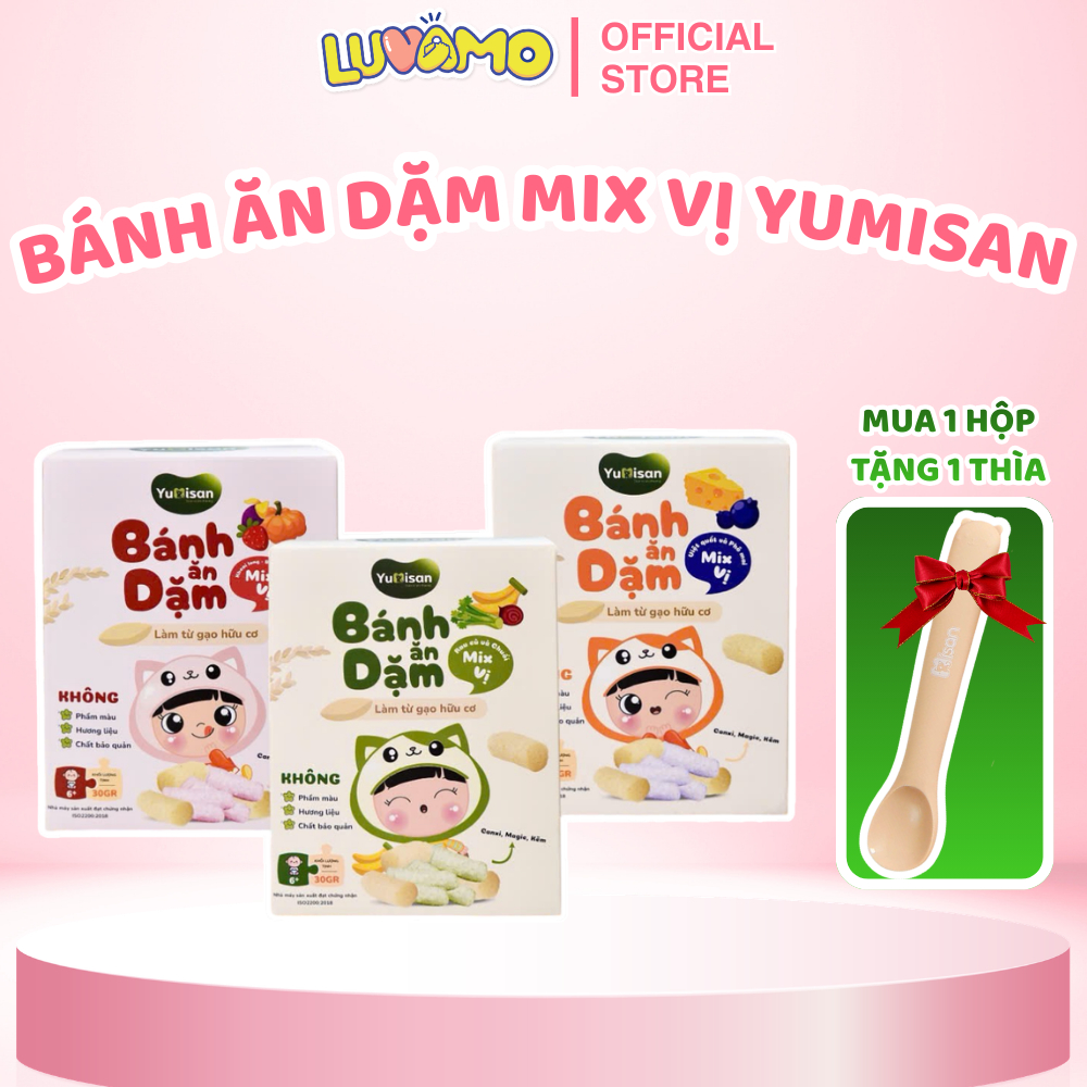 Bánh ăn dặm Yumisan mix vị không chất bảo quản, hương liệu làm từ gạo hữu cơ cho bé từ 6 tháng Luvamo