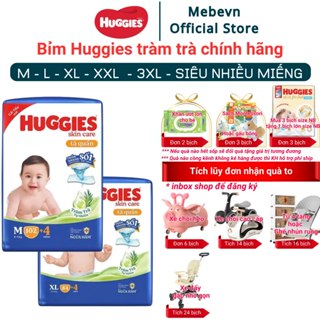Bỉm Huggies Tràm Trà Chính Hãng, Huggies tràm trà siêu nhiều miếng đủ size M/L/XL/XL/XXL/XXXL