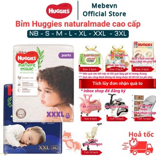 Bỉm huggies nature made, bỉm huggies chính hãng cao cấp, chất liệu tự nhiên,mỏng và thấm hút tốt