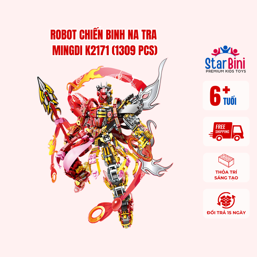Mô hình đồ chơi lắp ráp Robot/ Nhân Vật MINGDI, cho bé >8 tuổi, Na Tra, Ngao Bính. MD4 Starbini