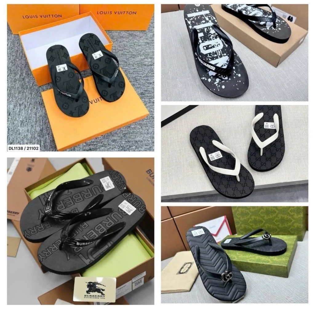 Dép tông nam nữ GUCCI cao su non ép xốp 2 lớp dập hoạ tiết