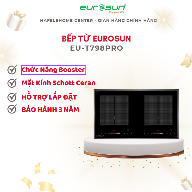 Bếp từ đôi Eurosun EU-T798Pro - Mặt Kính Schott Ceran Cao Cấp