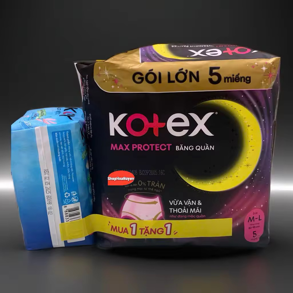 Băng Quần Kotex Tặng Kèm BVS | Băng Vệ Sinh Dạng Quần Dùng Ban Đêm Hoặc Phụ Nữ Sau Sinh Gói 5 Miếng