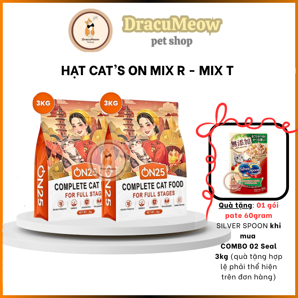 (Seal 3kg / 15kg) Hạt CAT'S ON ON25 CAT cho mèo mọi lứa tuổi giá rẻ - CATSON CAT ON