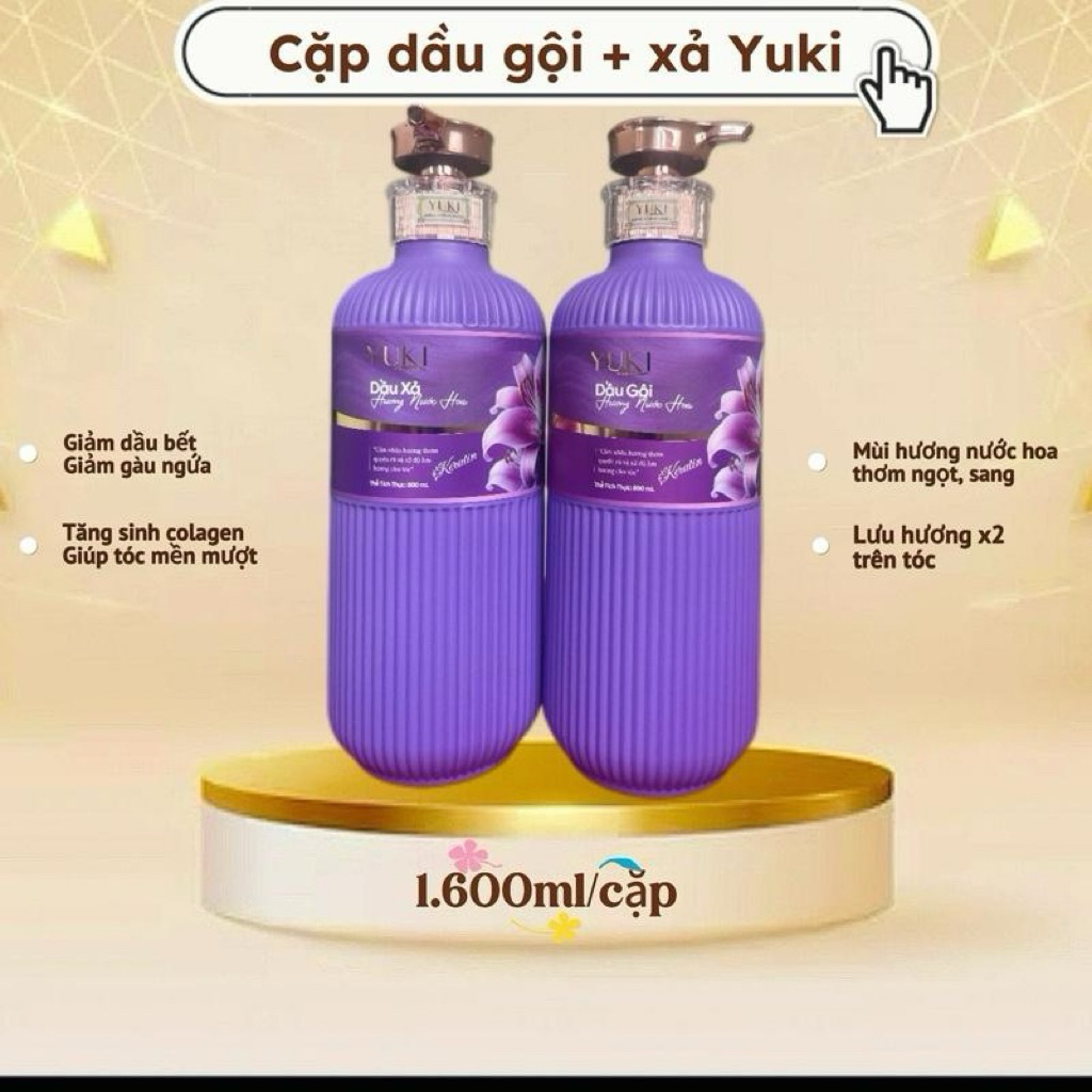 (800ml)  Dầu Gội, Xả YUKI Tím Hương Nước Hoa Chăm Sóc Tóc Dưỡng Tóc