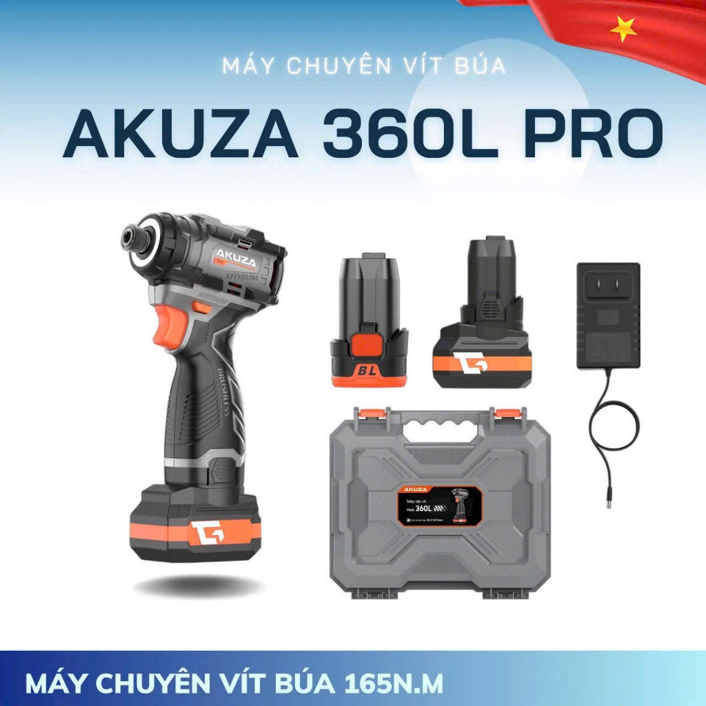 Máy Vặn Vít 360L PRO Akuza ,Có chế độ xung, 1Pin 4Cell+1Pin 8cell - Nhỏ Gọn - Cực Khỏe, Không Chổi T