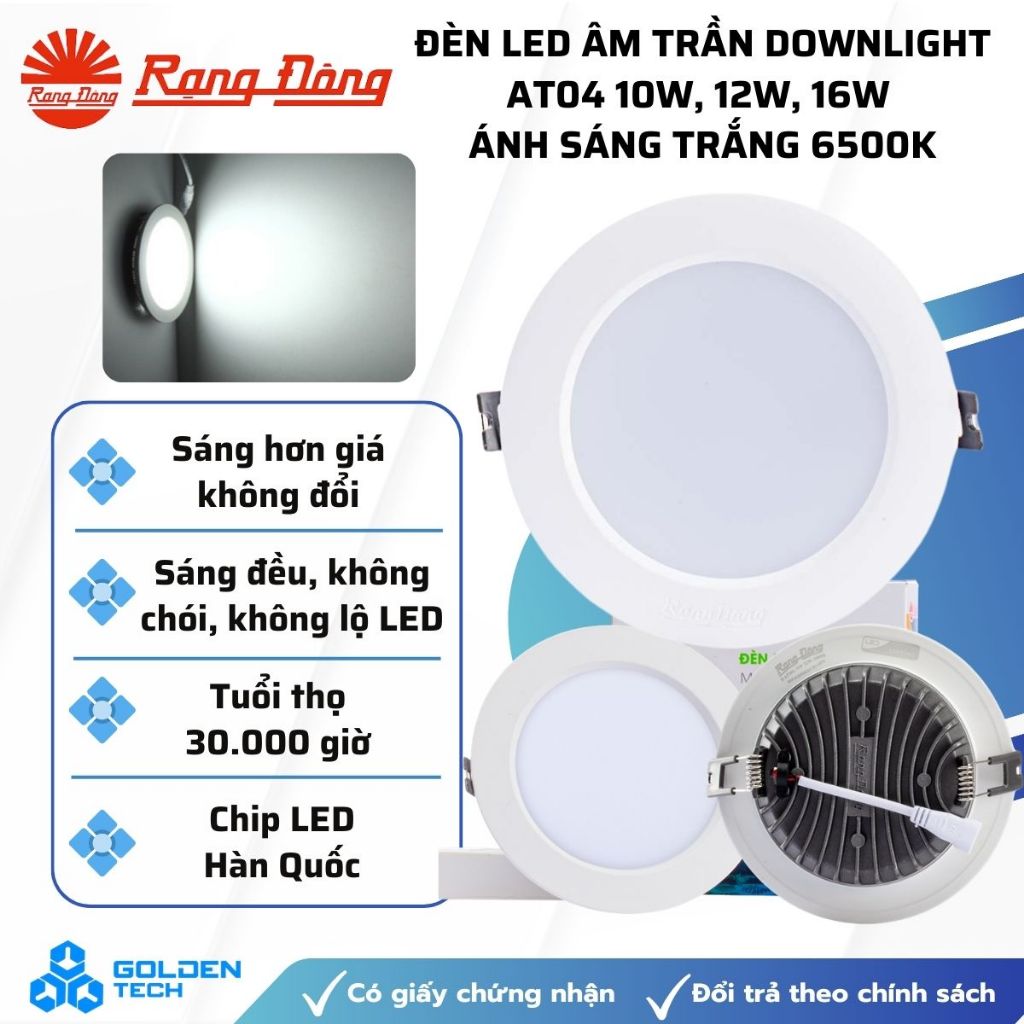 [RẠNG ĐÔNG] Đèn LED âm trần downlight Model: AT04 155/25W/16W