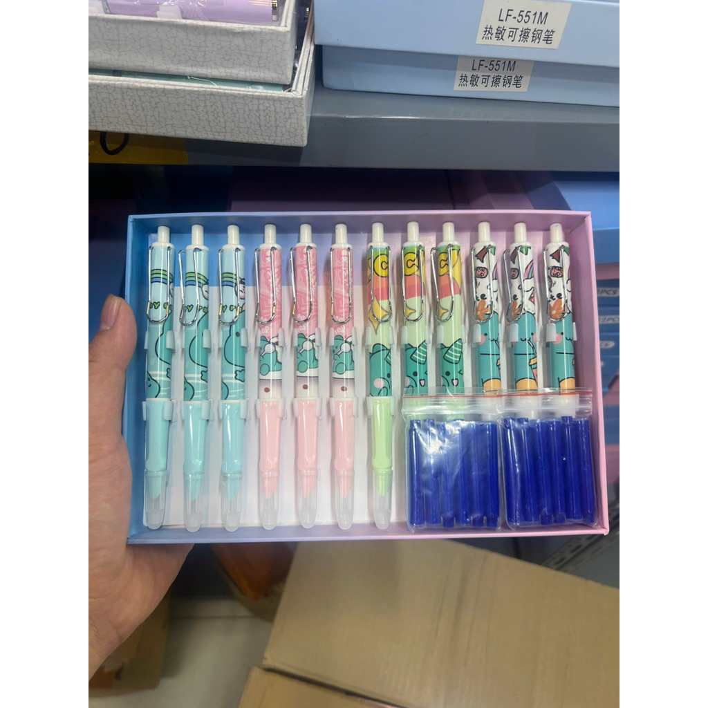 (AH888) Bút máy bấm, xoá có đầu tẩy...tặng kèm mực ngòi mài êm nhiều hình đẹp