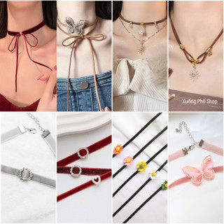 (Nhiều mẫu) Vòng cổ choker đỏ thời trang, dây chuyền lễ hội, phụ kiện chụp ảnh TẾT #CK02