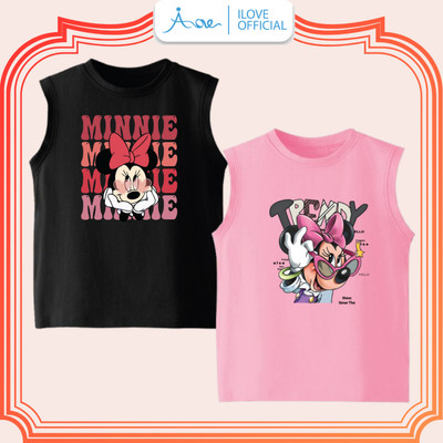 [MỚI] Áo thun BA LỖ cho bé gái AORE, Áo phông sát nách in hình Chuột Minnie hoạt hình Disney chất COTTON mềm mịn 8-34kg
