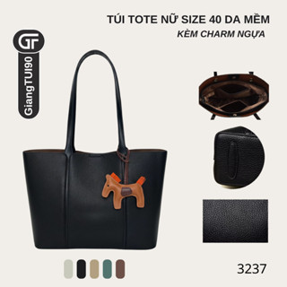 3237 Túi Tote Nữ Size 40 Da Mềm – Túi Xách Nữ Công Sở Đeo Vai Đi Làm Đi Học Kèm Charm Ngựa Hàng QCCC | GiangTUI90