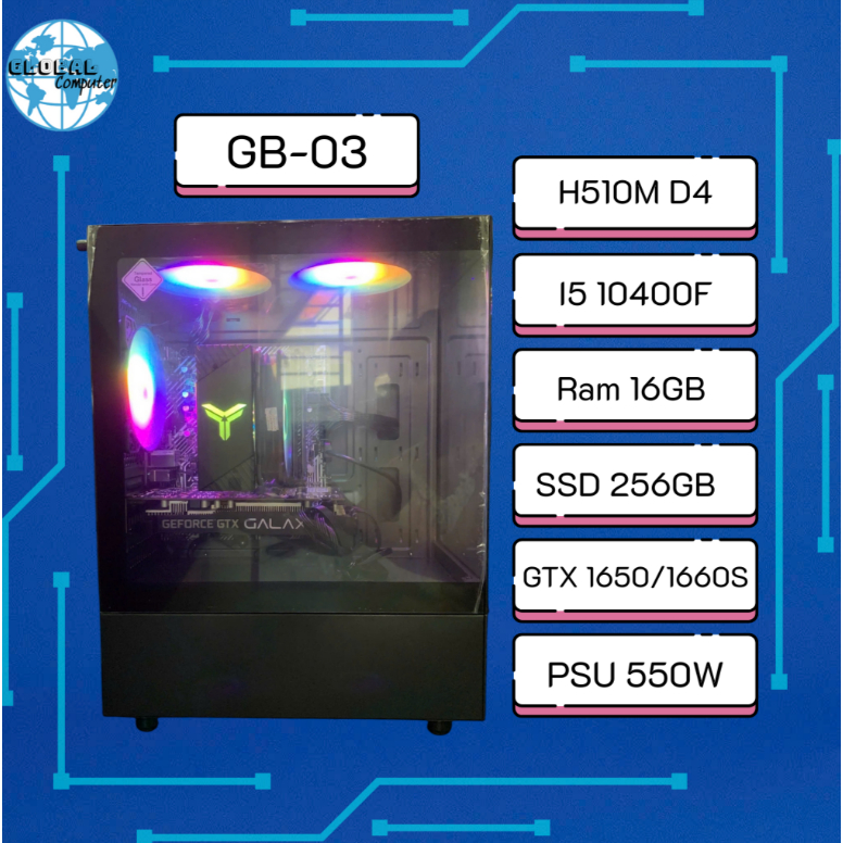 PC Gaming GB-03 | PC Gaming Phổ Thông i5-10400F | RAM 16GB | GTX 1650/1660S | SSD NVMe | Giá Rẻ – Hi
