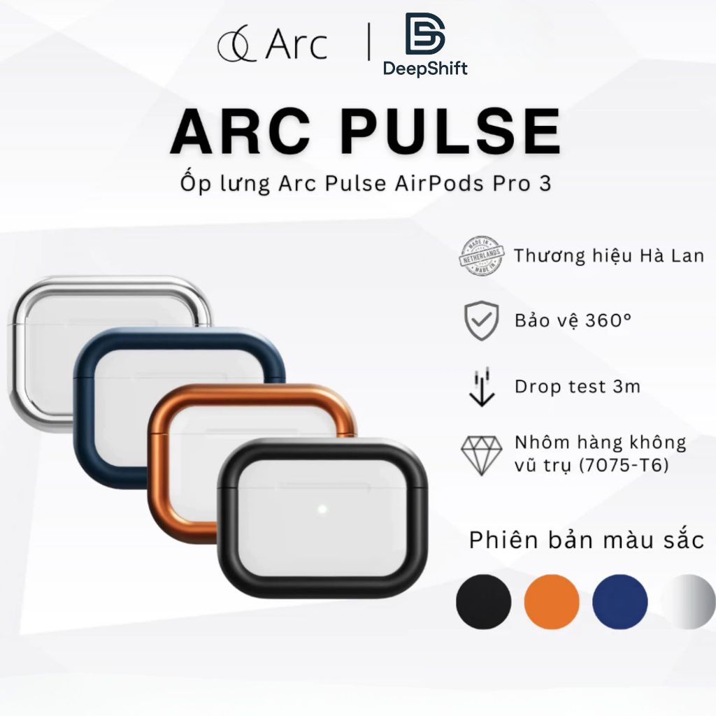 Arc Pulse Case AirPods Pro 3 – Ốp Nhôm CNC 6063-T6 Cao Cấp, Chống Rơi 3m