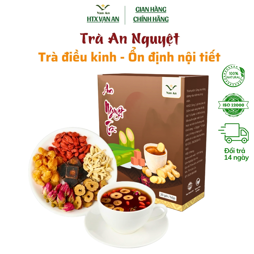 Trà Gừng đường nâu táo đỏ Điều Kinh Ổn Định Nội Tiết Ấm Bụng dưỡng nhan Nguyệt An Trà