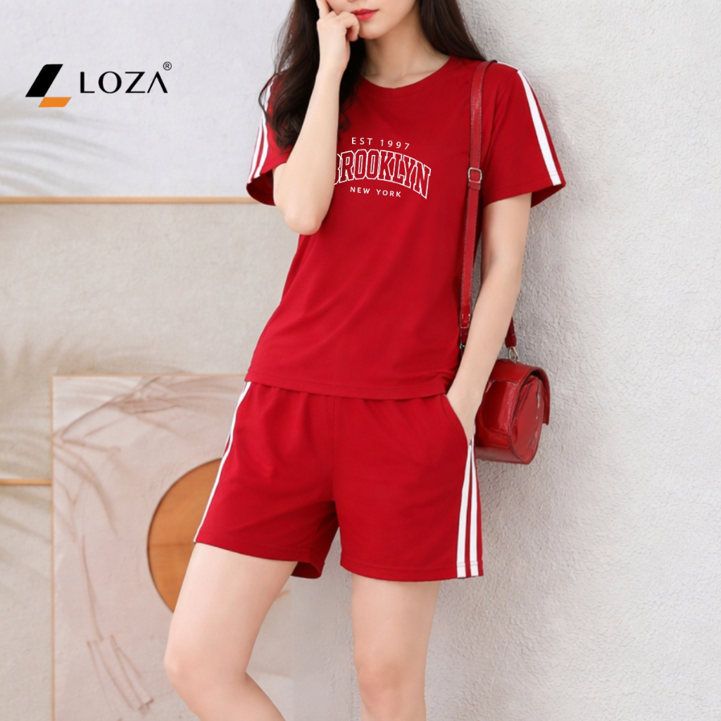 Bộ quần áo thun nữ dáng vừa NB26 chất liệu cotton Loza PB608