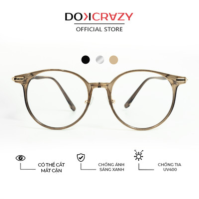 Gọng kính DOKCRAZY OLIVE Chất liệu Hợp Kim bọc nhựa dẻo, Hot Trend Hàn Quốc, Chống ánh sáng xanh, Kính Teen,Kính Tròn