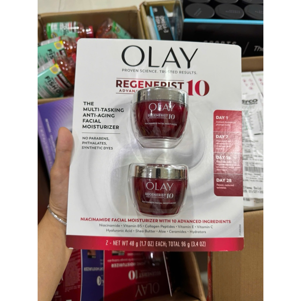 [bill us] 2 hộp Kem dưỡng olay đỏ Regenerist Advanced niacinamide 10 48gram x 2 hủ