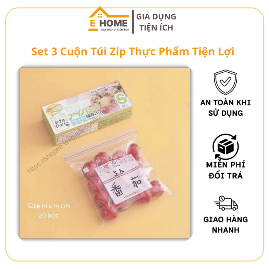 Túi Zip Thực Phẩm Tiện Lợi Túi Bảo Quản Thực Phẩm Gia Dụng Ehome