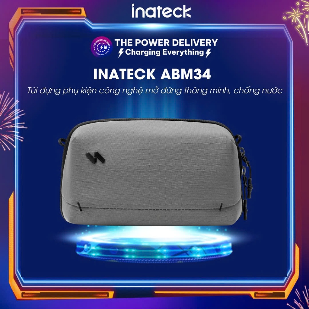 Túi Đựng Phụ Kiện Công Nghệ Inateck ABM34 Chống Nước, Thiết Kế 19 Ngăn Đựng Cáp Sạc, Pin Dự Phòng