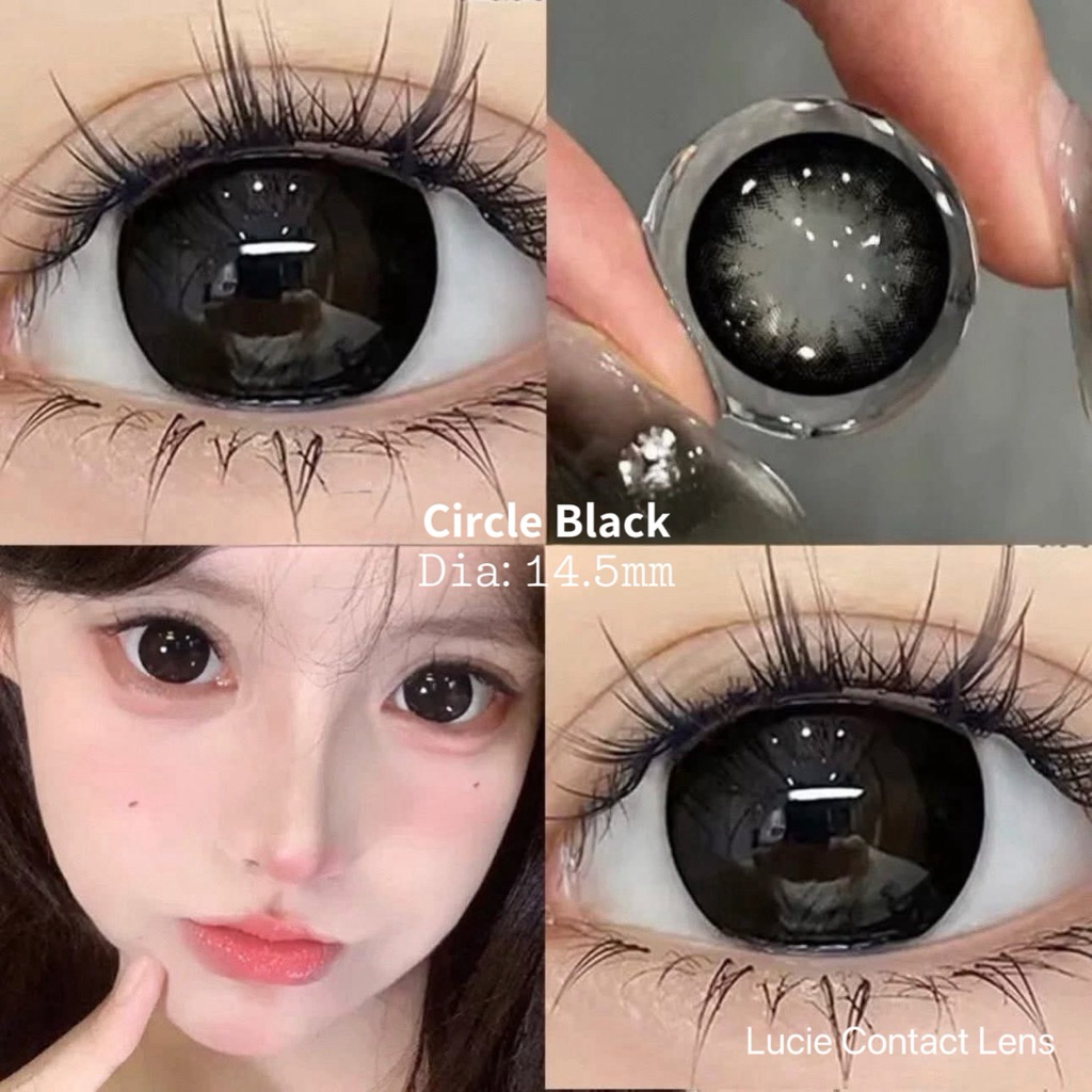 [0-6 độ] Kính Áp Tròng Màu Circle Black Giãn Tròng To 14.5