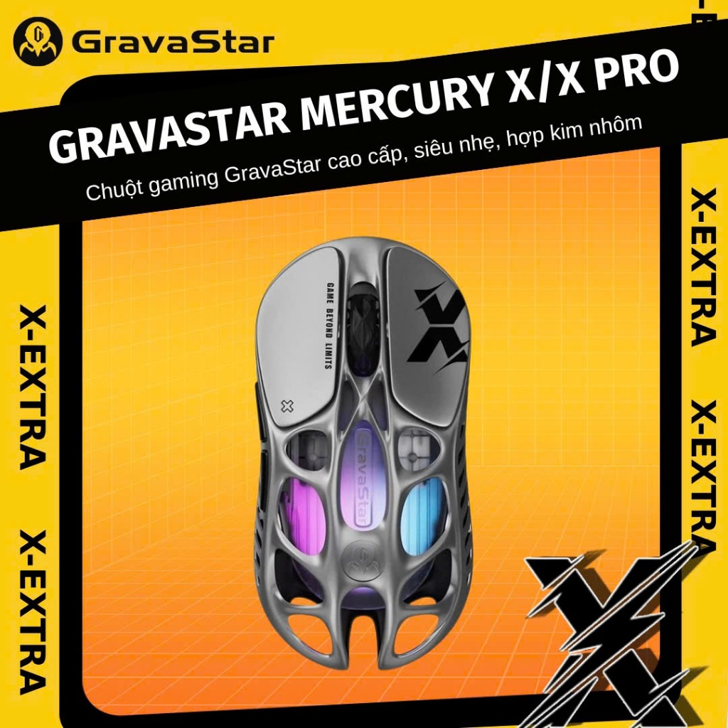 Chuột Gaming Cao Cấp GravaStar Mercury X /X Pro, Siêu Nhẹ, Hợp Kim Nhôm