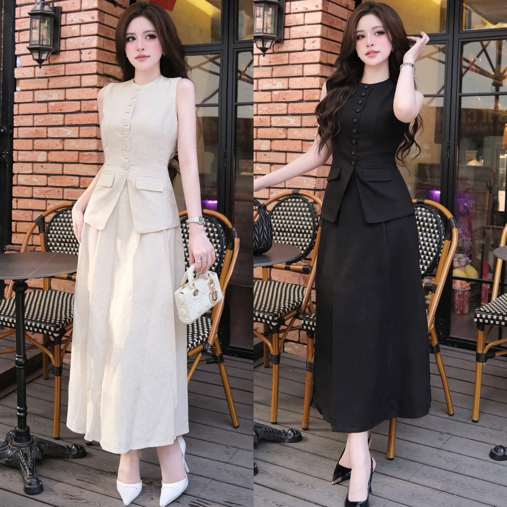 [EM Design] Set vest chất liệu Linen thoáng mát sang chảnh mùa hè