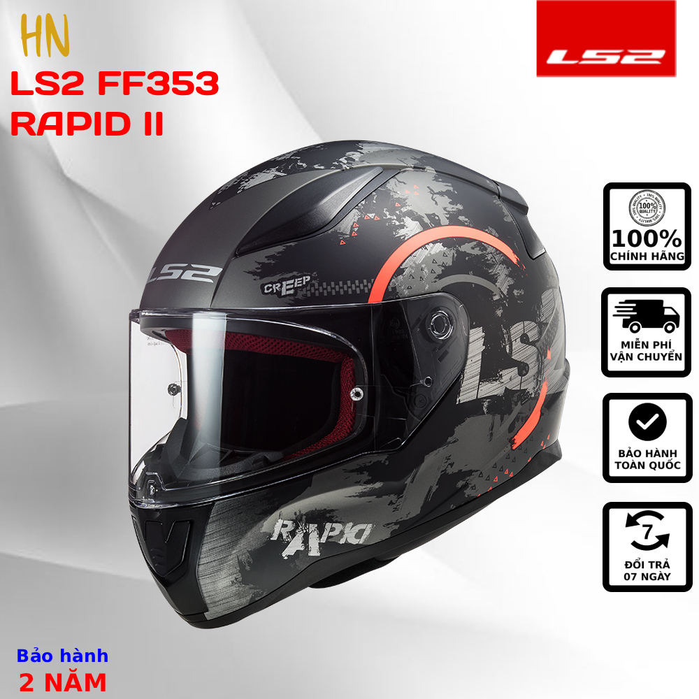 Mũ Bảo Hiểm Fullface LS2 FF353 Rapid II Chuẩn ECE 22.06 Đi Xe Máy Mô Tô PKL [Chính Hãng]