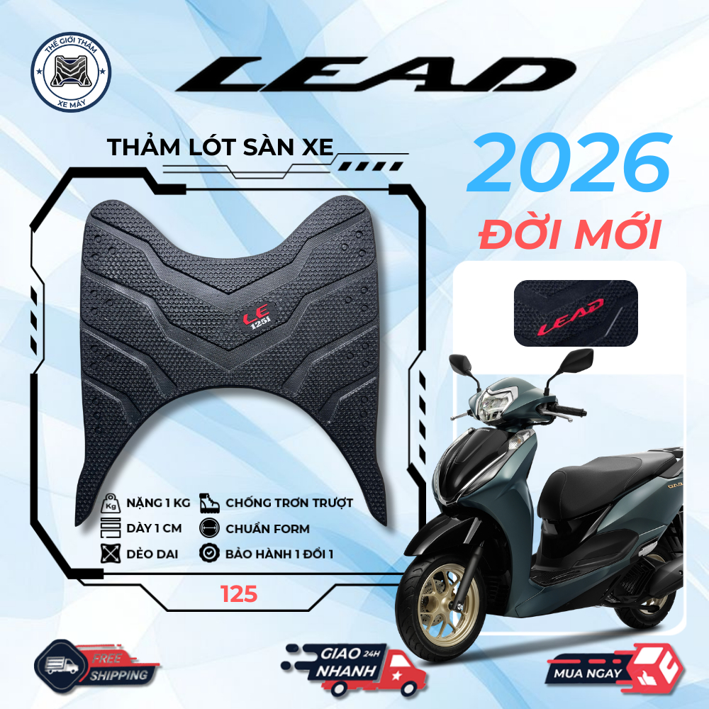Thảm lót sàn xe LEAD đời 2026 bảo vệ sàn xe, chống trơn trượt, dễ dàng vệ sinh chất liệu cao su cao cấp