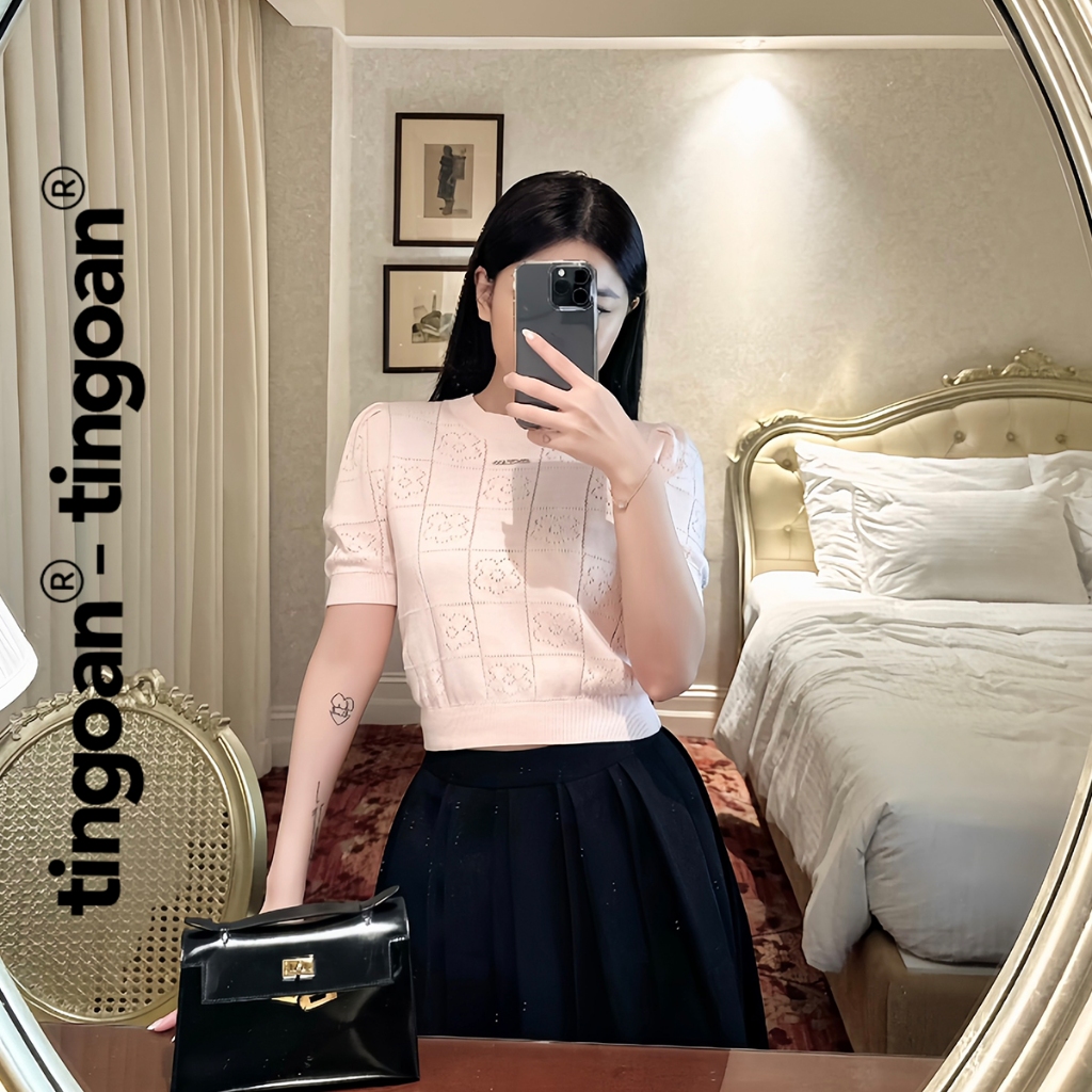TINGOAN® x KOL - Áo len crop lửng ngắn tay tingoan