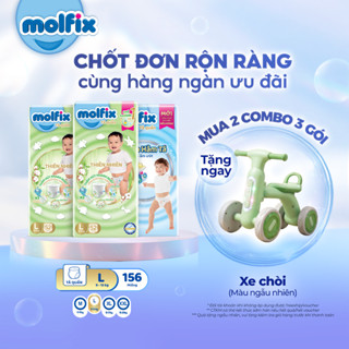 [Mua 2 combo 3_ Tặng Xe Chòi] Combo 3 -Mix 2 gói Tã quần Molfix Thiên Nhiên Super Jumbo+ 1 gói Oxy Super Jumbo