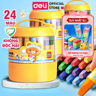 Bút Sáp Dầu Học Sinh Hộp Nhựa Deli - 12/18/24 Màu Sắc Tươi Sáng An Toàn Ít Mùi - Tô Màu Vẽ Tranh Mỹ Thuật Trẻ Nhỏ Cấp 1