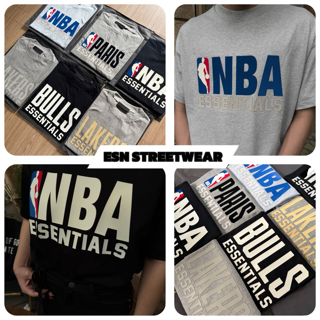 [CHÍNH HÃNG] Tee Essentials Fear Of God X NBA Logo silicone Authentic, Áo thun Essentials X NBA chín