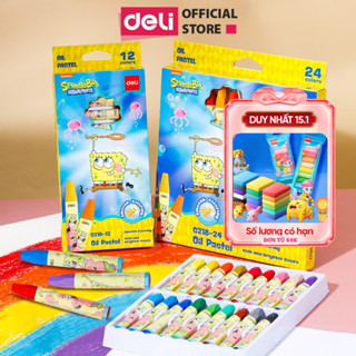 Bút Sáp Màu Dầu Bọt Biển Dễ Thương Deli - 12/18/24 Màu Tươi Sáng An Toàn Siêu Mịn Tô Màu Vẽ Tranh Mỹ Thuật - EC218