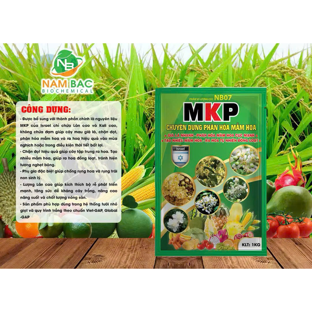Phân Bón MKP 0-52-34 - Phân Hoá Mầm Hoa - 1kg