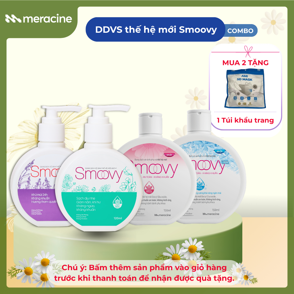 (Che tên) Dung dịch vệ sinh phụ nữ Smoovy thế hệ mới sạch dịu nhẹ, an toàn vùng kín dung tích 150ml