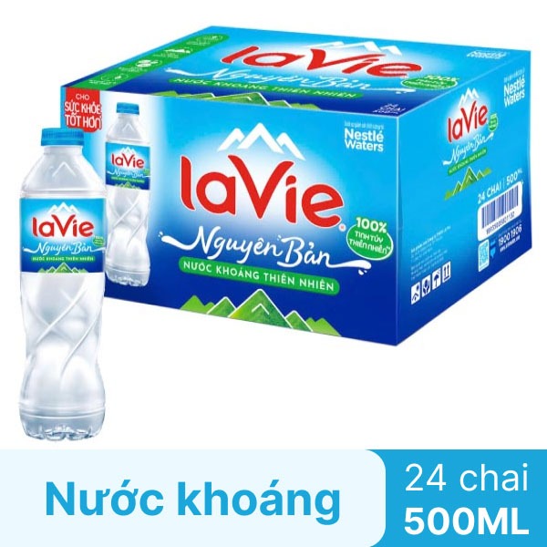 [HỎA TỐC] Thùng Nước Khoáng Thiên Nhiên Lavie/ Lavie Kiềm 24 chai - 350ml / 500ml