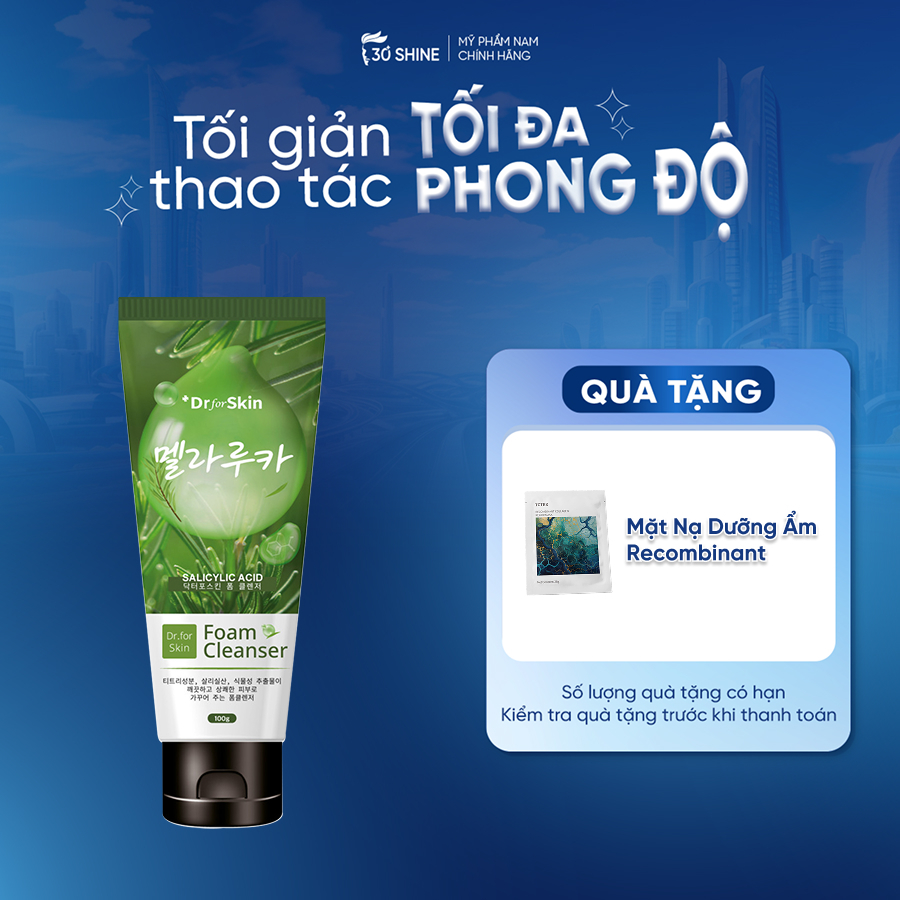 Sữa Rửa Mặt Nam Dành Cho Da Mụn Dr.FORSKIN Tràm Trà 100g - Hỗ Trợ Làm Sạch, Giảm Mụn, Sáng Da