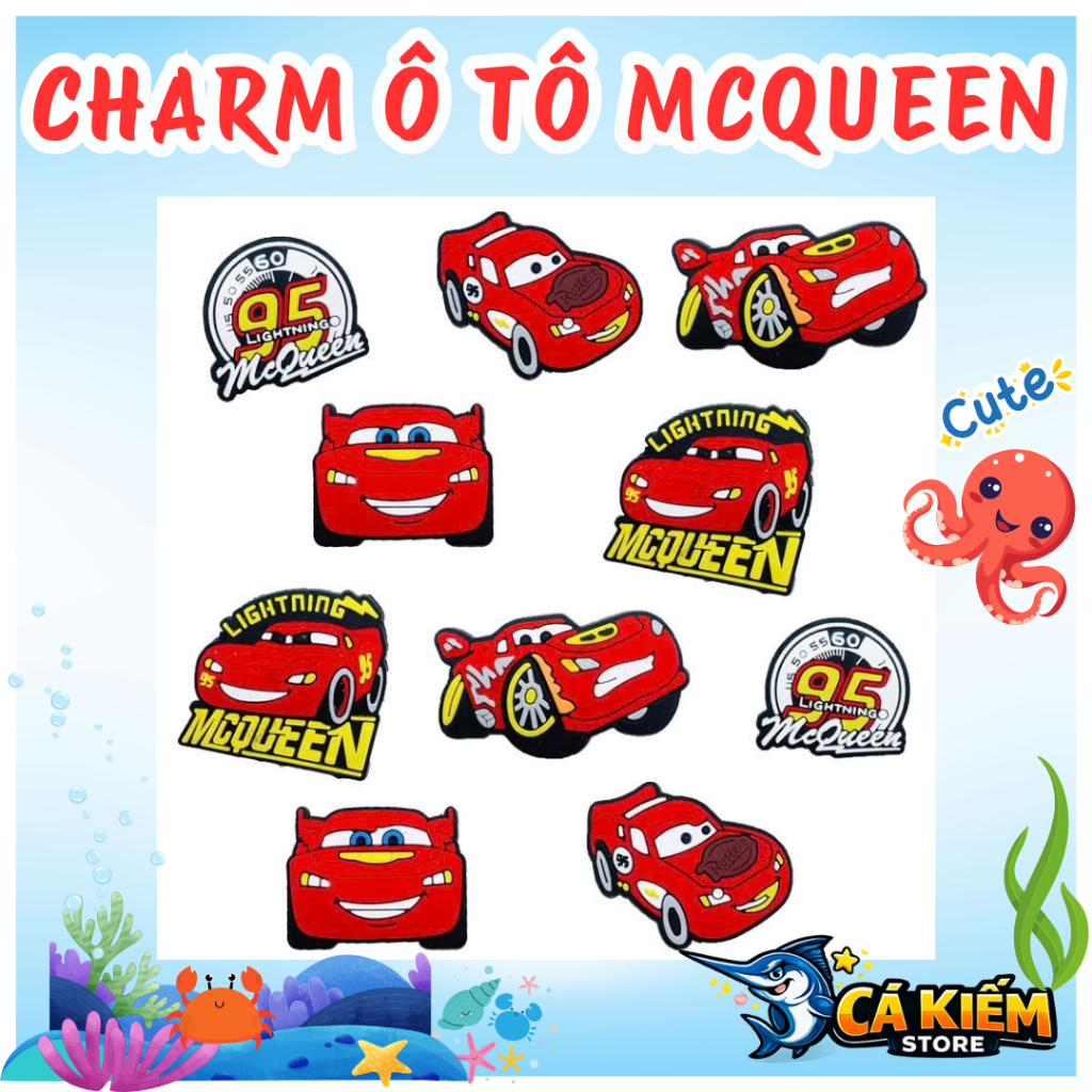 [CHARM Ô TÔ] - SET 10 CHARM XE ĐUA MCQUEEN CỰC CHẤT - CHARM Ô TÔ ĐỎ XỊN CỰC HOT