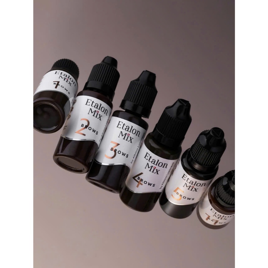Etalon Mix Organic Brow Pigment Nga – Mực Phun Mày Hữu Cơ Kéo Sợi Hairstroke & Lip/Brown Pigment