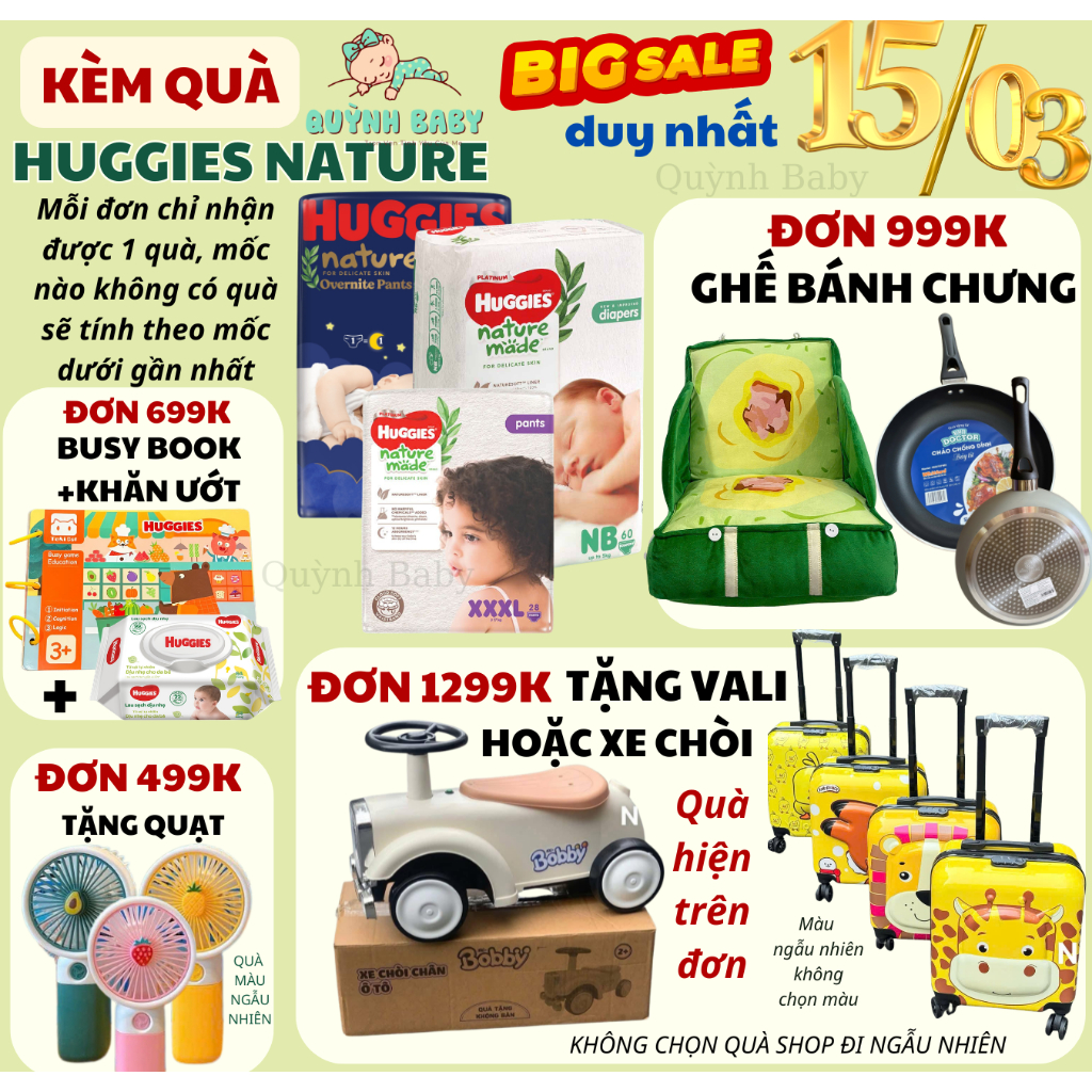 NATURE [ KÈM QUÀ ĐƠN 699k - 999k] Bỉm dán quần HUGGIES M58/L44/XL38/XXL26/S82/NB60 [Chính hãng]