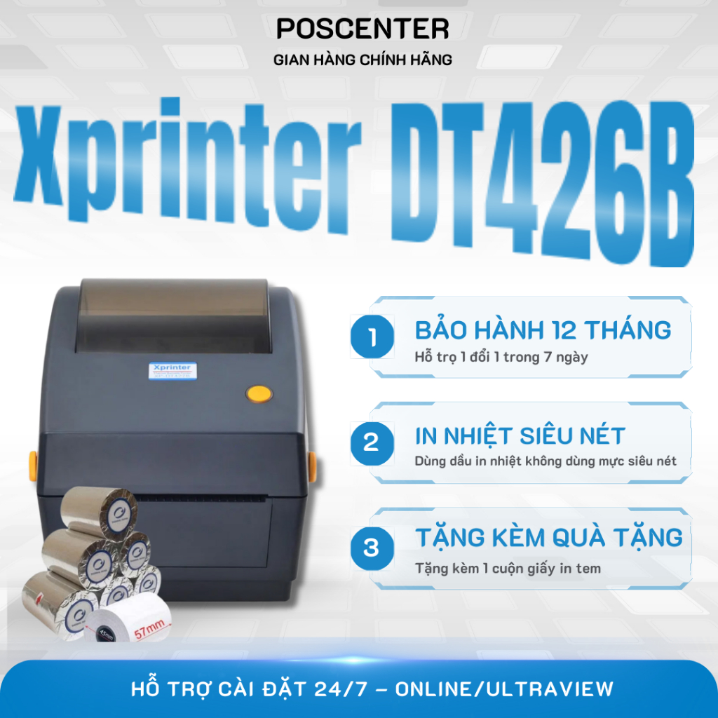 Máy In Đơn Hàng Shopee Xprinter XP-DT426B - Khổ A6 (100x150), In Nhiệt Tốc Độ Cao (Cổng USB)