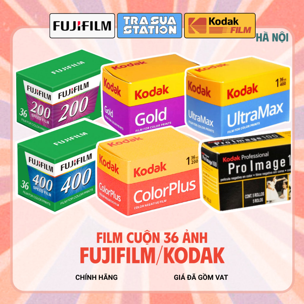Film Cuộn 35mm hộp lẻ 1 cuộn 36exp Date Cao Film Kodak Ultramax 400 Color Plus Gold 200, Film Fuji C