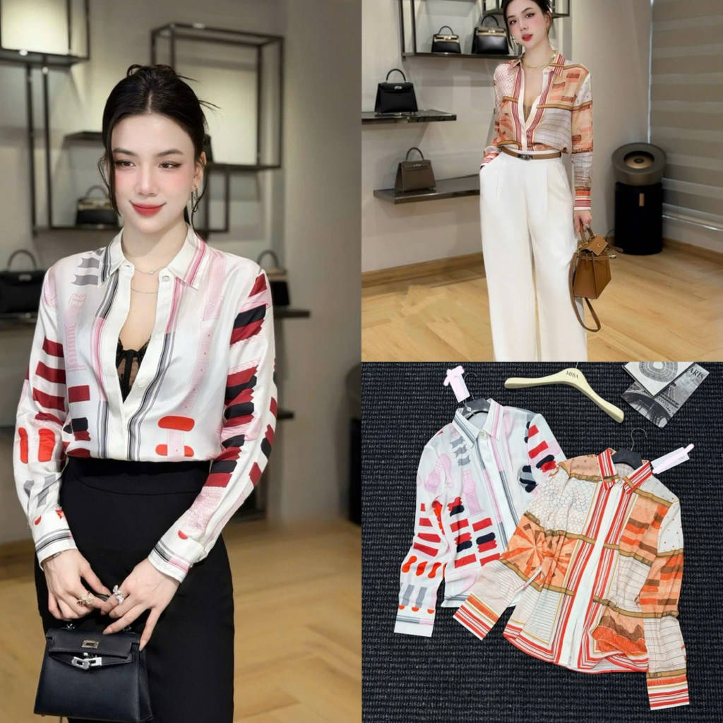 Áo sơ mi lụa cổ đức dài tay cổ đức #331