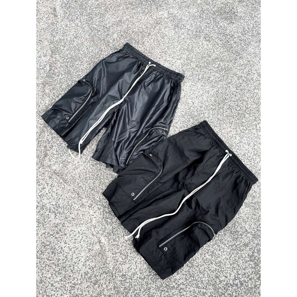 Baggy Nylon Short - quần short gió đen nhám / đen bóng