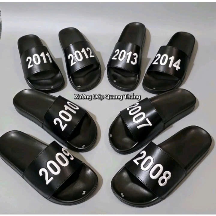 Dép năm sinh 2007,2008,2009,2010,2011,2012,2013, 2014 dép lê nam nữ quai da số thêu hot trend